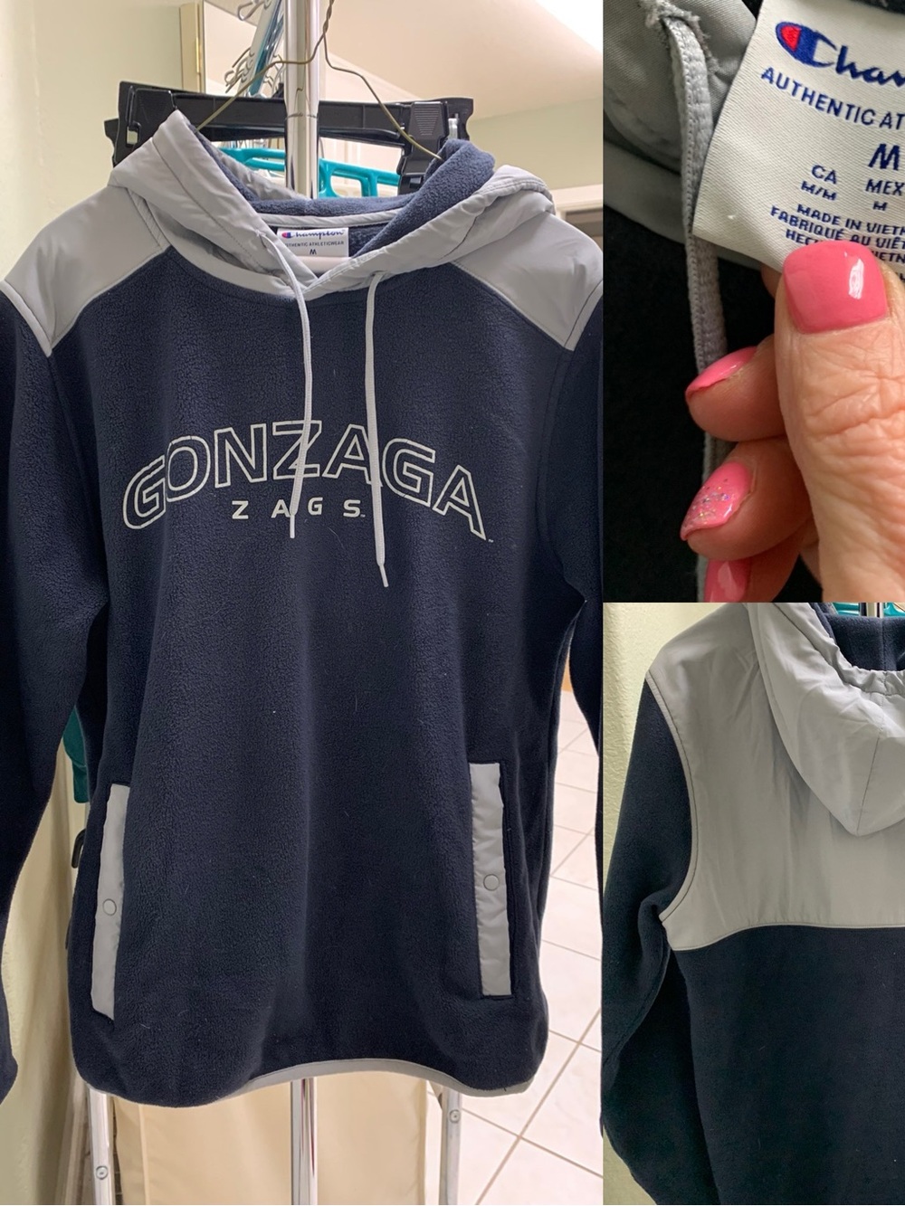 Champion Navy and Gray Gonzaga Pullover Hoodie men’s small